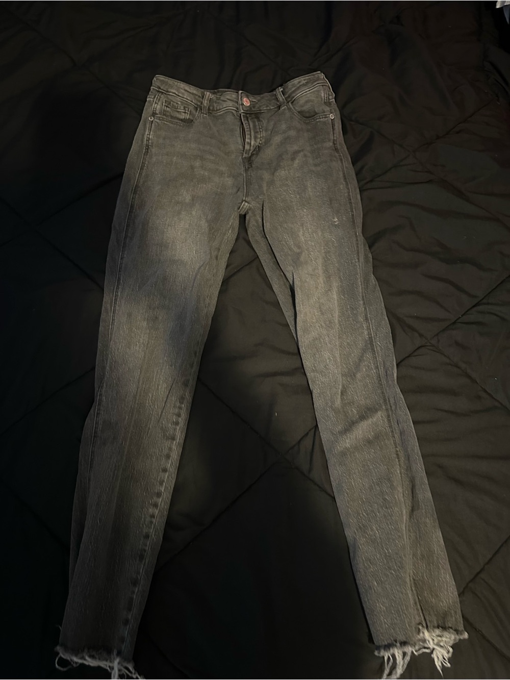 Old Navy Black Washed Skinny Jeans with Raw Hem